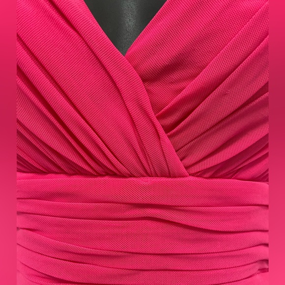 Hot Pink & Iridescent Beads Sleeveless Rouched Bodycon Homecoming Prom Dress S/M - Picture 4 of 16